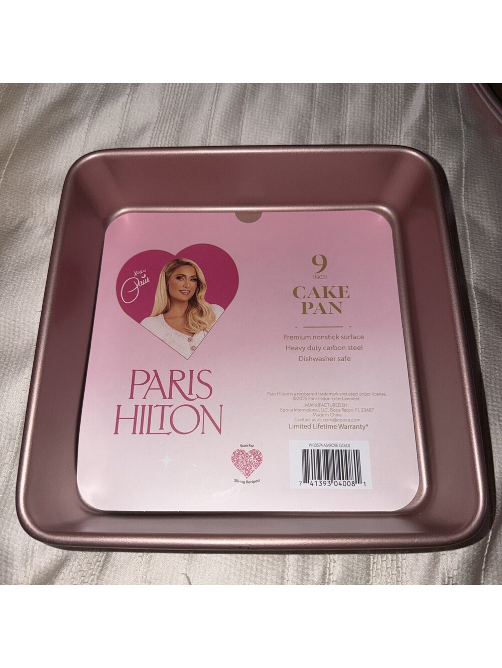 PARIS HILTON ,steel Rose Gold  Cake pan Nonstick Surface NEW 9  x 9 in